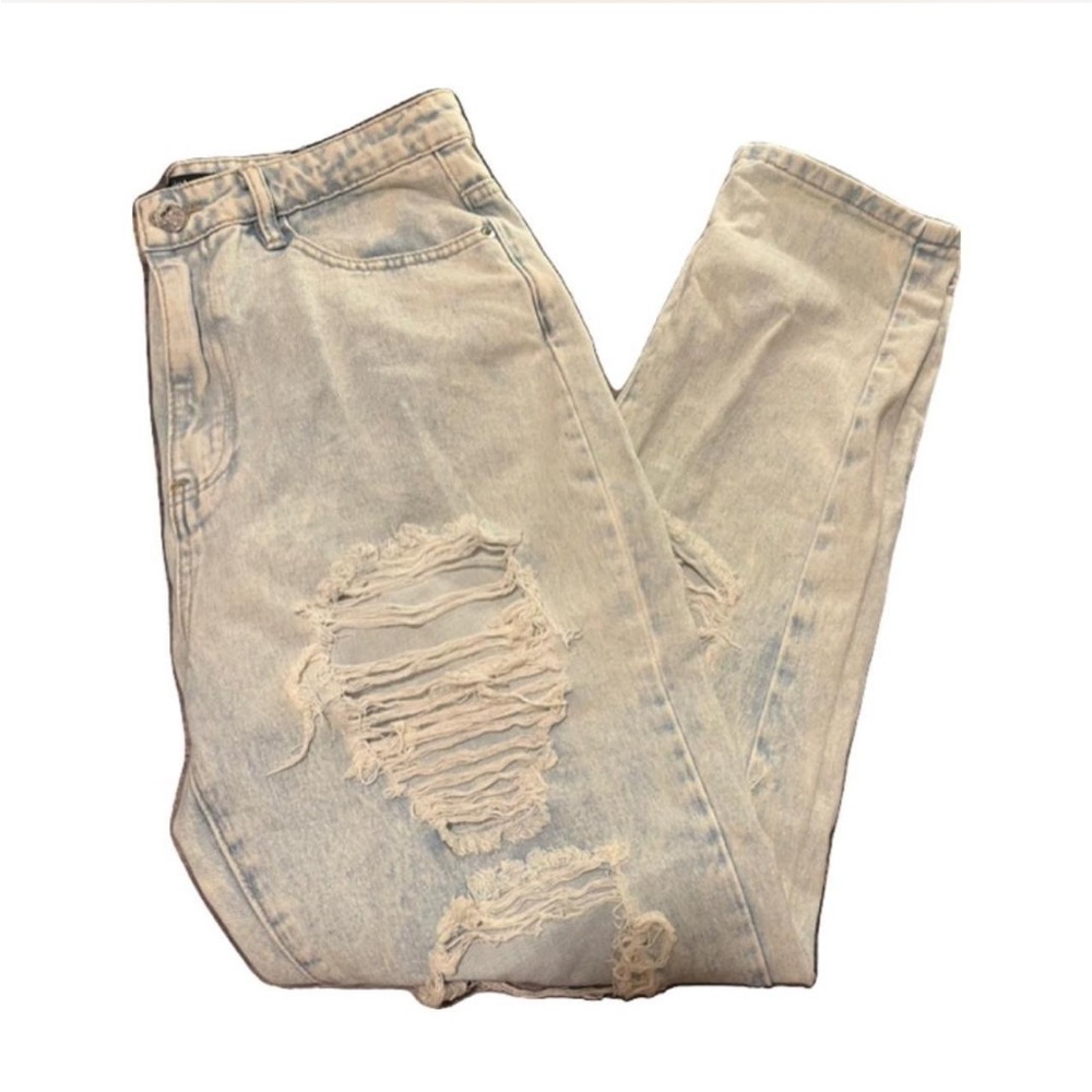 missguided blue ripped mom jeans